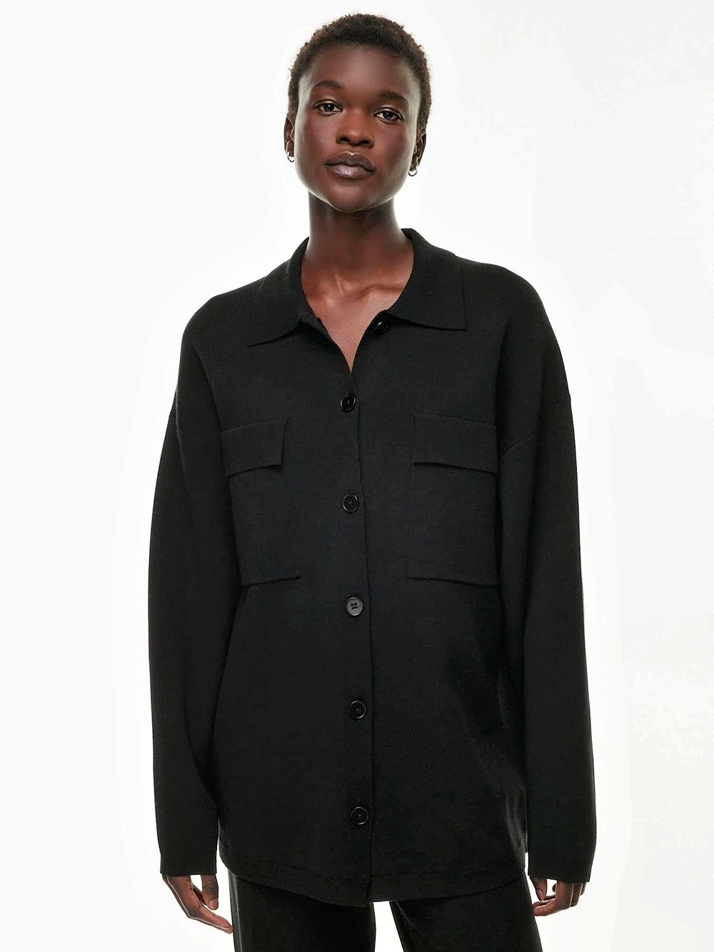 Aritzia Ronnie sweater Black Utility Shirt Jacket Like New oversized